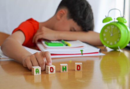 This is an image of a stressed kid suffering from ADHD during child development.